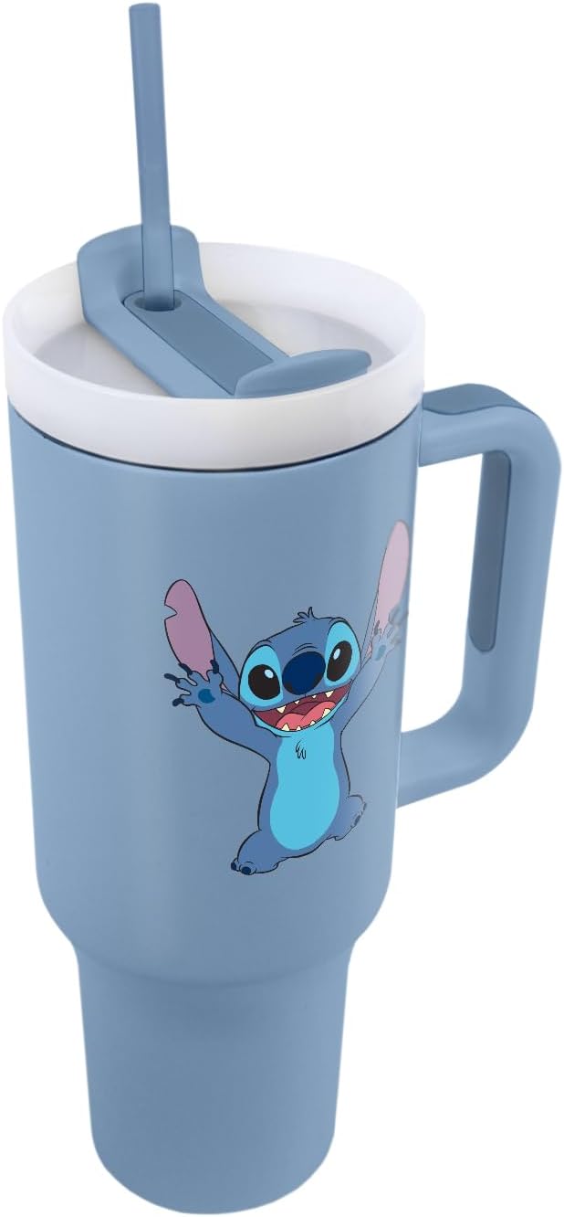 Pyramid International LILO & Stitch 40oz/1200ml Tumbler with Straw and Lid, Advanced Double-Wall Vacuum Insulation, Keeps Cold Up to 11 Hours, Hot Up to 7 Hours, BPA-Free
