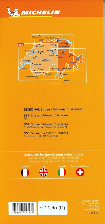 Suisse Sud-Ouest - Michelin Regional Map 552