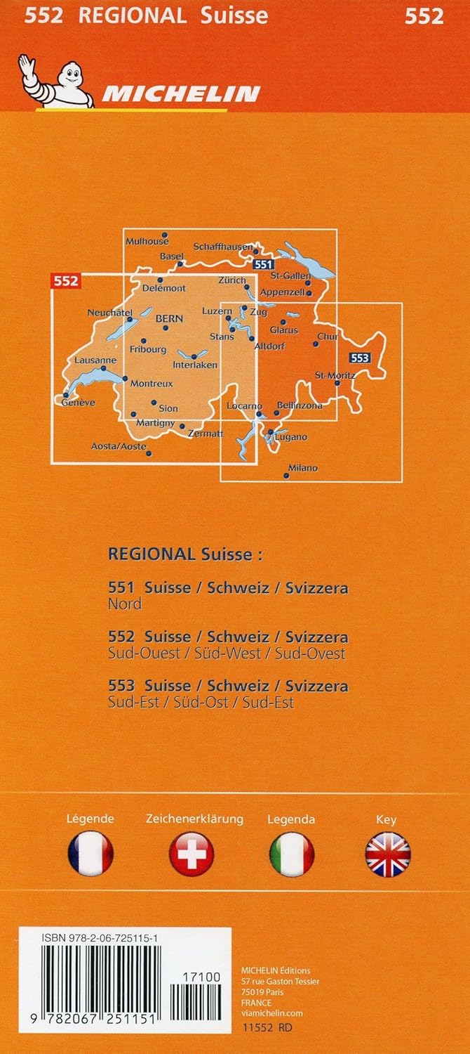 Suisse Sud-Ouest - Michelin Regional Map 552