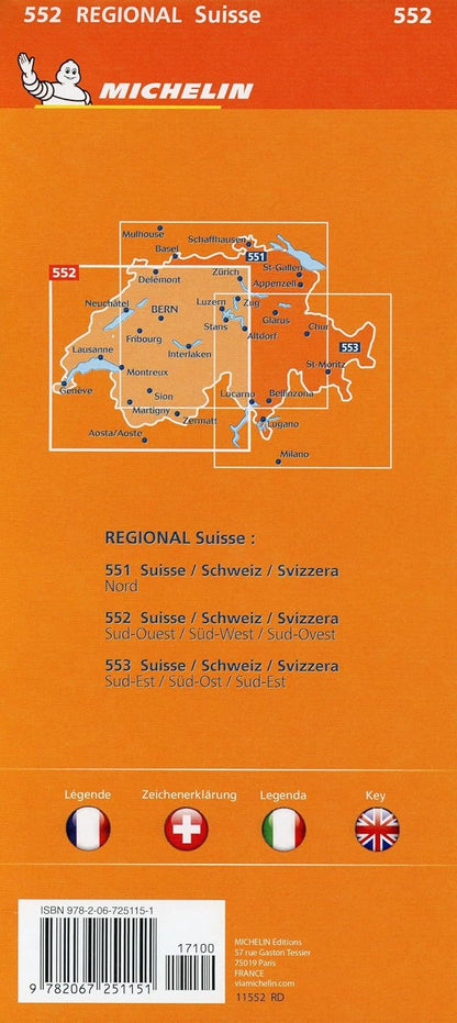 Suisse Sud-Ouest - Michelin Regional Map 552