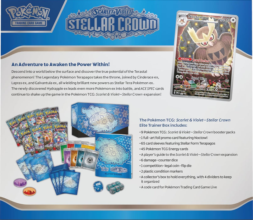 Pokémon TCG: Scarlet & Violet—Stellar Crown Elite Trainer Box (1 Full-Art Promo Card, 9 Boosters & Premium Accessories