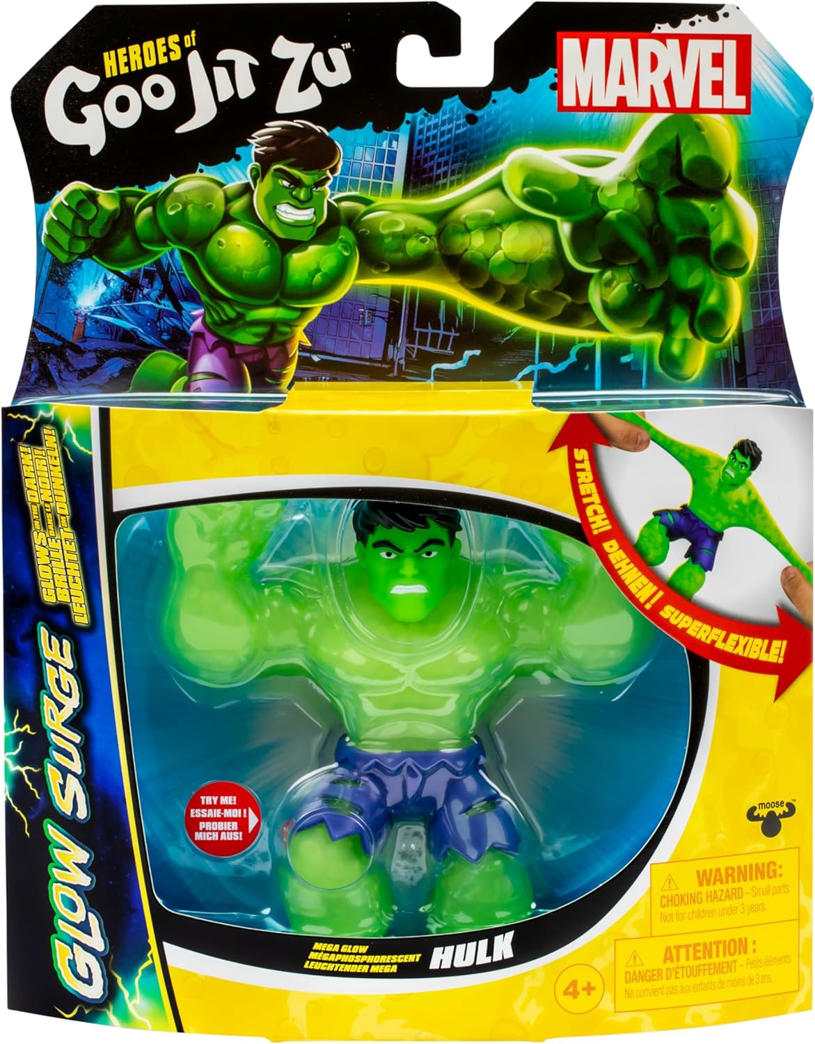 Hulk Glow Surge 11cm - HERoeS OF GOO JIT ZU - MARVEL - Figurine lumineuse et extensible