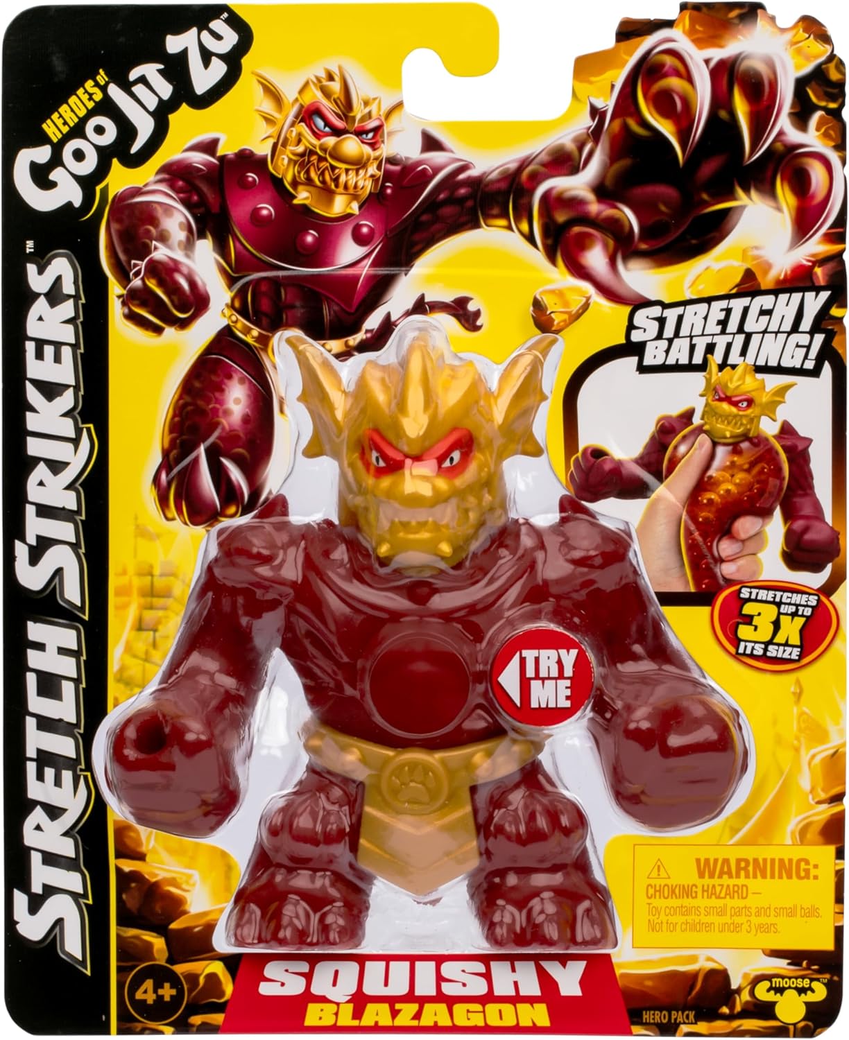 Heroes of Goo Jit Zu Stretch Striker Helden-Packung, Dehnbare Actionfigur Blazagon, elastische Füllung, bis zu dem 3-fachen der Größe dehnbar, sammle alle dehnbaren und knirschenden Figuren