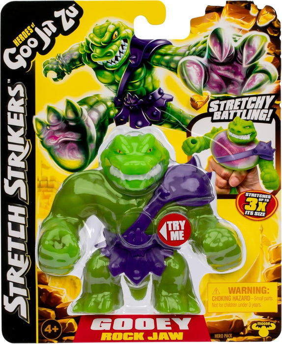Heroes of Goo Jit Zu Stretch Strikers, Gooey Rock Jaw, Armored Up For Battle, With Unique Squishy Goo Filling, Stretches Up To 3 Times His Size