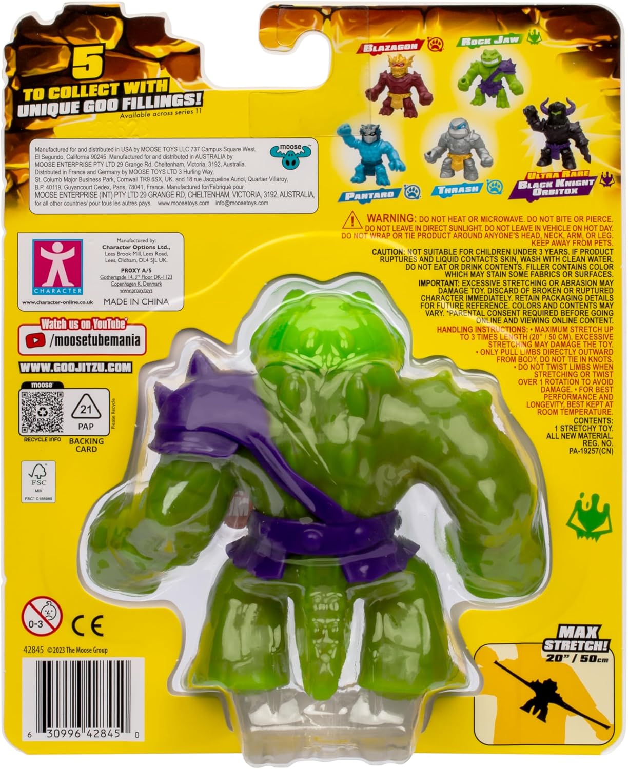Heroes of Goo Jit Zu Stretch Strikers, Gooey Rock Jaw, Armored Up For Battle, With Unique Squishy Goo Filling, Stretches Up To 3 Times His Size