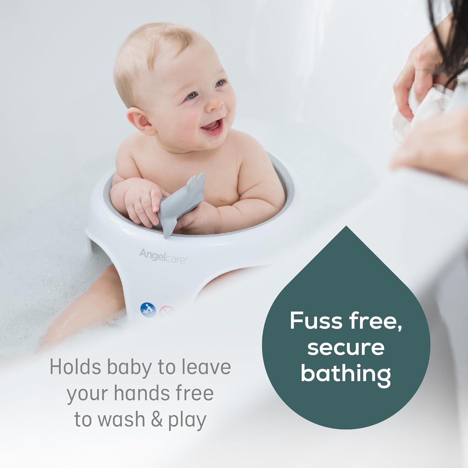Angelcare - Baby Bath Seat - Soft Touch Support - Water Level Indicator - Fixation by Suction Cups - Grey