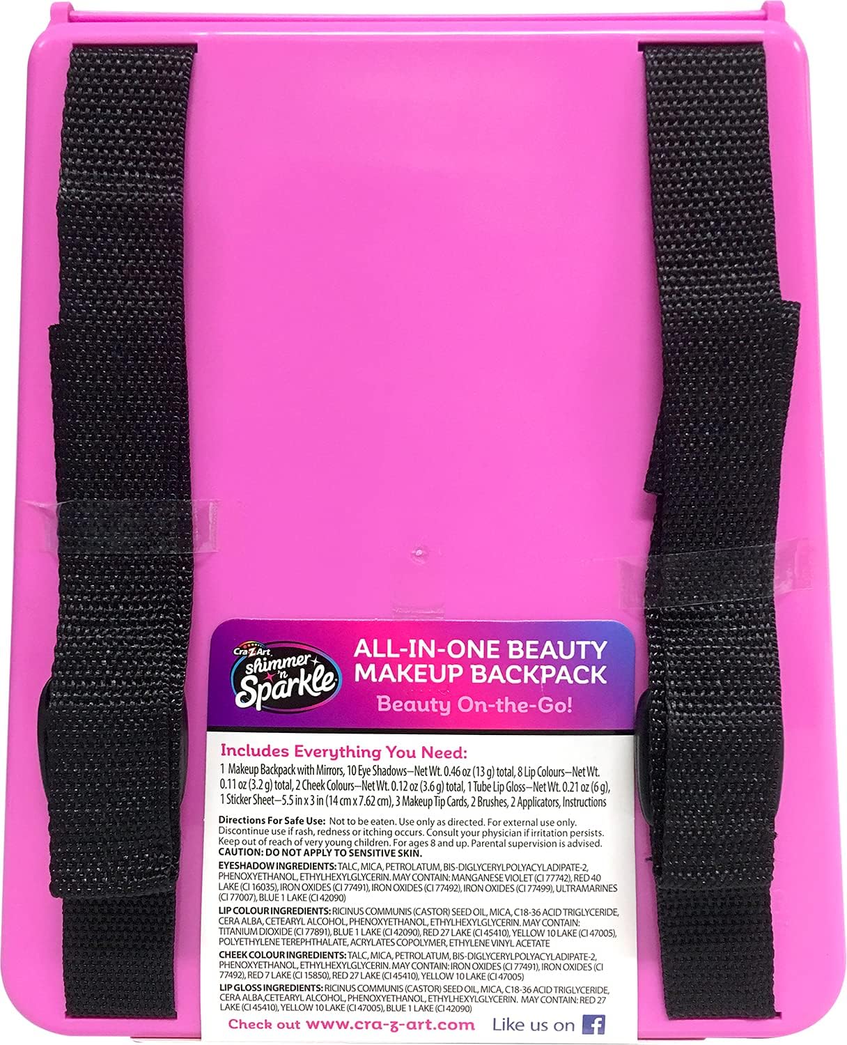 CRA-Z-ART Shimmer and Sparkle All in one beauty makeup Backpack Kids makeup set for girls real cosmetics kit for girls Washable make Safe non toxic makeup