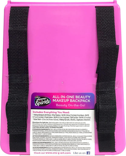 CRA-Z-ART Shimmer and Sparkle All in one beauty makeup Backpack Kids makeup set for girls real cosmetics kit for girls Washable make Safe non toxic makeup
