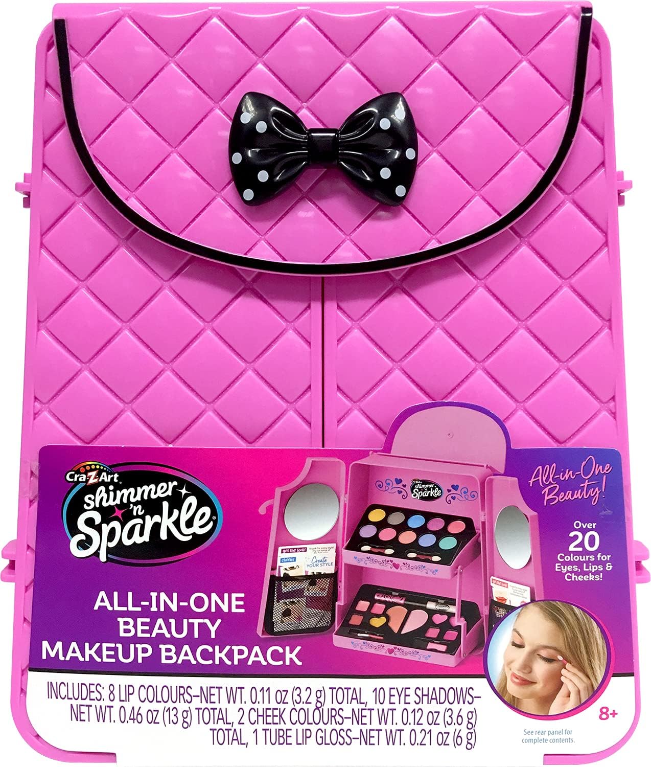CRA-Z-ART Shimmer and Sparkle All in one beauty makeup Backpack Kids makeup set for girls real cosmetics kit for girls Washable make Safe non toxic makeup