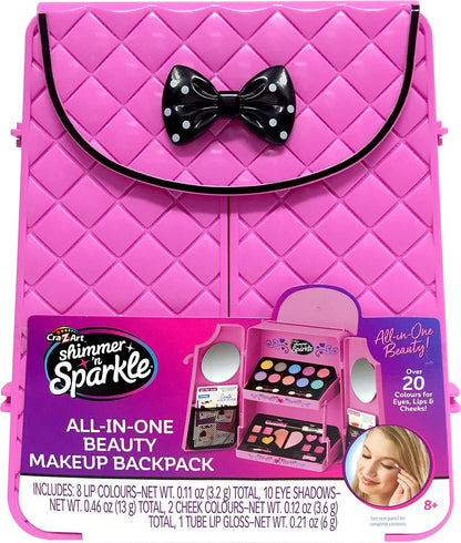 CRA-Z-ART Shimmer and Sparkle All in one beauty makeup Backpack Kids makeup set for girls real cosmetics kit for girls Washable make Safe non toxic makeup