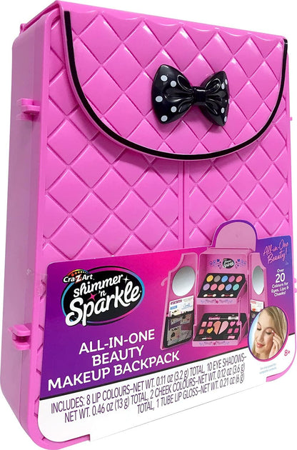CRA-Z-ART Shimmer and Sparkle All in one beauty makeup Backpack Kids makeup set for girls real cosmetics kit for girls Washable make Safe non toxic makeup