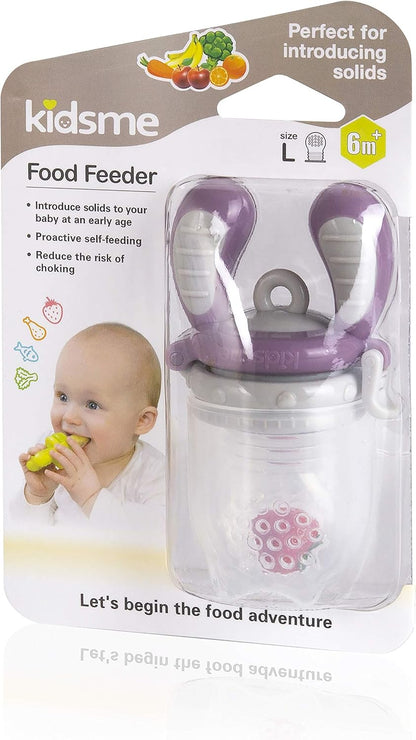 KIDSME Food Feeder Single Pack (Maat: L) - Plum (Tri-Fold Silicone Sac) Blister Card