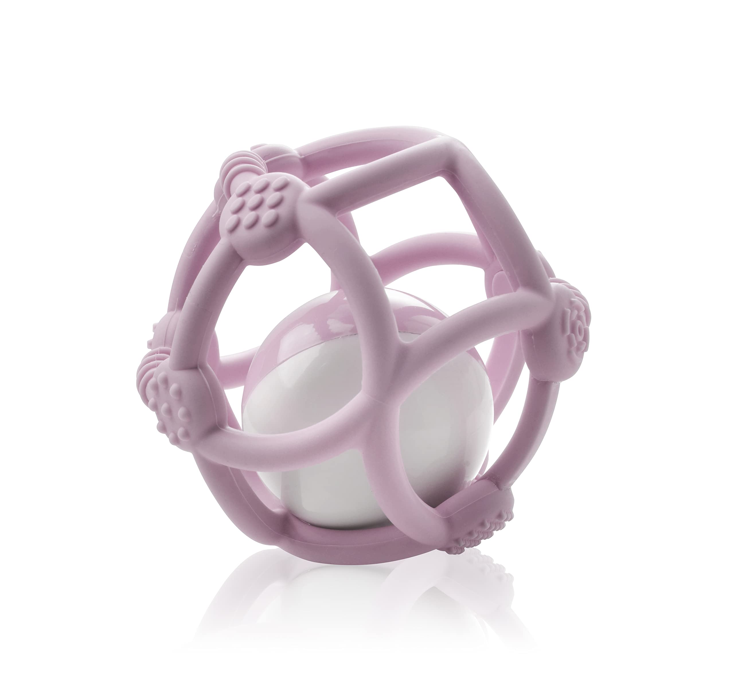 Kidsme SIlicone Teething Ball, for hearing development & motor skill development, for baby girl, from 3 months and above - Plum
