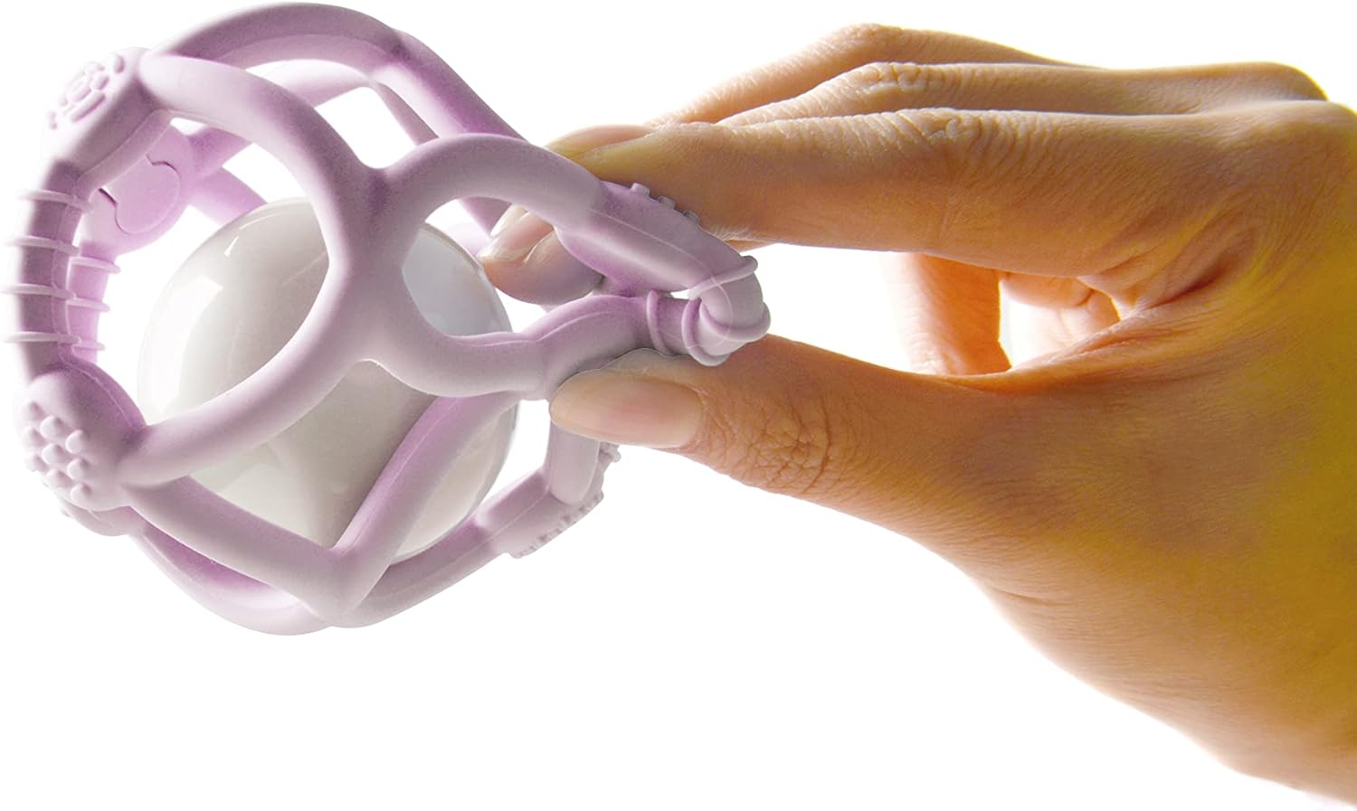 Kidsme SIlicone Teething Ball, for hearing development & motor skill development, for baby girl, from 3 months and above - Plum