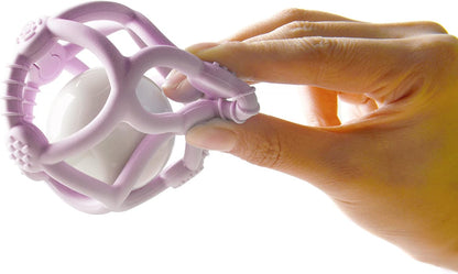 Kidsme SIlicone Teething Ball, for hearing development & motor skill development, for baby girl, from 3 months and above - Plum