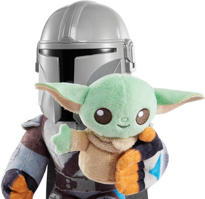 Star Wars Mandalorian Book of Boba Fett Series Mandalorian and grogu feature plush Disney+ disneyplus show sounds soft plushy toy - (HNT52), Grey