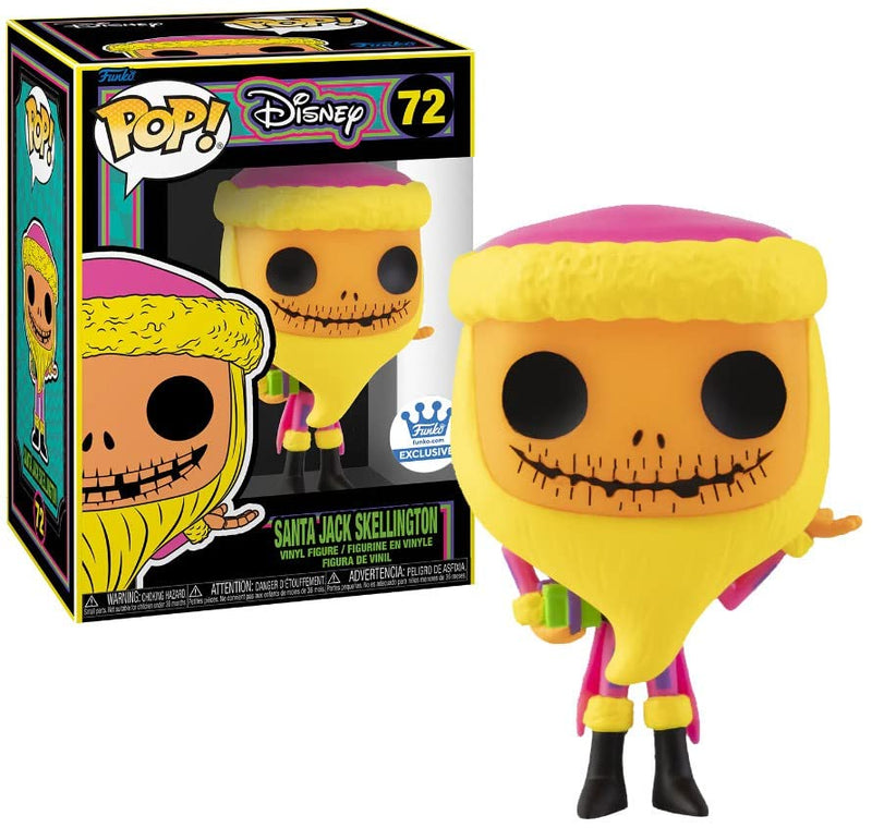 Funko Santa Jack Skellington Blacklight Exclusive #72 Protector and Box Include,small 3.75 in