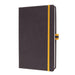 Sigel LS106 Cuaderno de notas, A5, cuadriculado, cubierta rígida - Ideal como diario personal, bullet journal, libro de ideas, cuaderno de escritura - 176 páginas, gris oscuro/amarillo - Linsescape