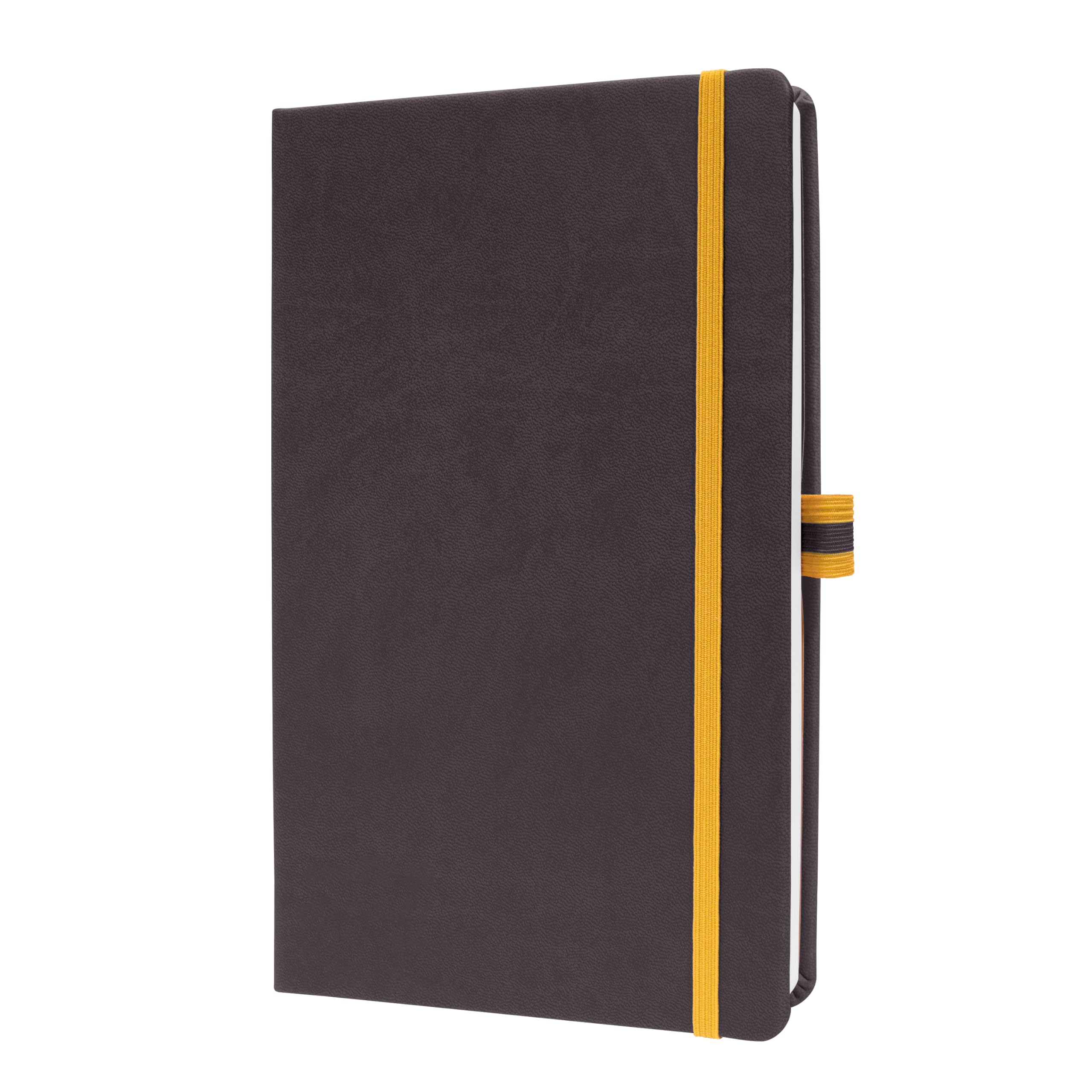 Sigel LS106 Cuaderno de notas, A5, cuadriculado, cubierta rígida - Ideal como diario personal, bullet journal, libro de ideas, cuaderno de escritura - 176 páginas, gris oscuro/amarillo - Linsescape