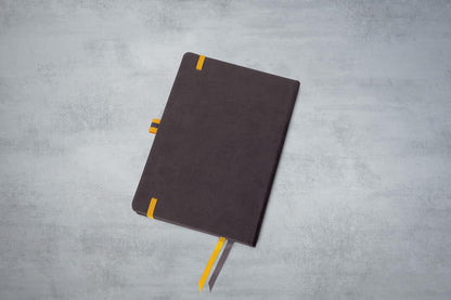 Sigel LS106 Cuaderno de notas, A5, cuadriculado, cubierta rígida - Ideal como diario personal, bullet journal, libro de ideas, cuaderno de escritura - 176 páginas, gris oscuro/amarillo - Linsescape