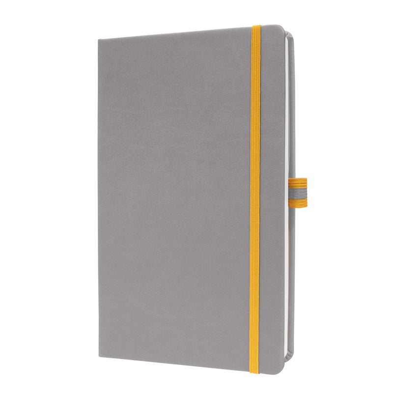 Sigel LS100 Cuaderno de notas, A5, cuadriculado, cubierta rígida - Ideal como diario personal, bullet journal, libro de ideas, cuaderno de escritura - 176 páginas, gris claro/amarillo - Linsescape