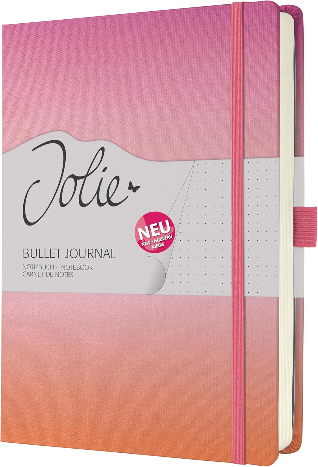 SIGEL JB103 Jolie Notebook, Gradient Sunset, Dotted (dot Grid), 120 GSM, 17 x 22 cm, hardcover, 200 Pages, Pink, Pink, Orange