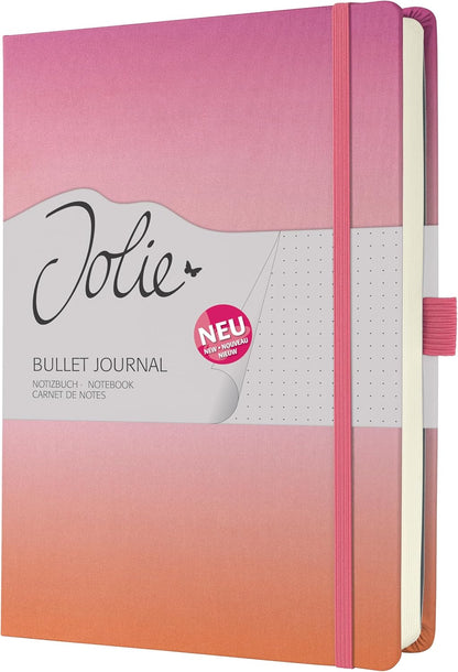 SIGEL JB103 Jolie Notebook, Gradient Sunset, Dotted (dot Grid), 120 GSM, 17 x 22 cm, hardcover, 200 Pages, Pink, Pink, Orange