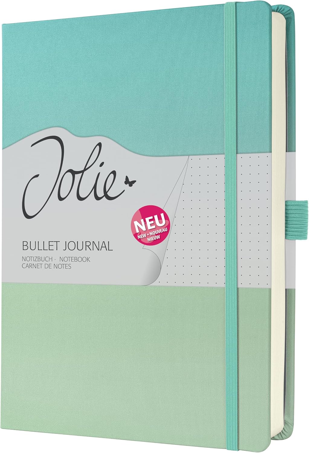 SIGEL JB102 Jolie Notebook, Gradient Sea, Dotted (dot Grid), 120 GSM, 17 x 22 cm, hardcover, 200 Pages, Turquoise, Mint Green