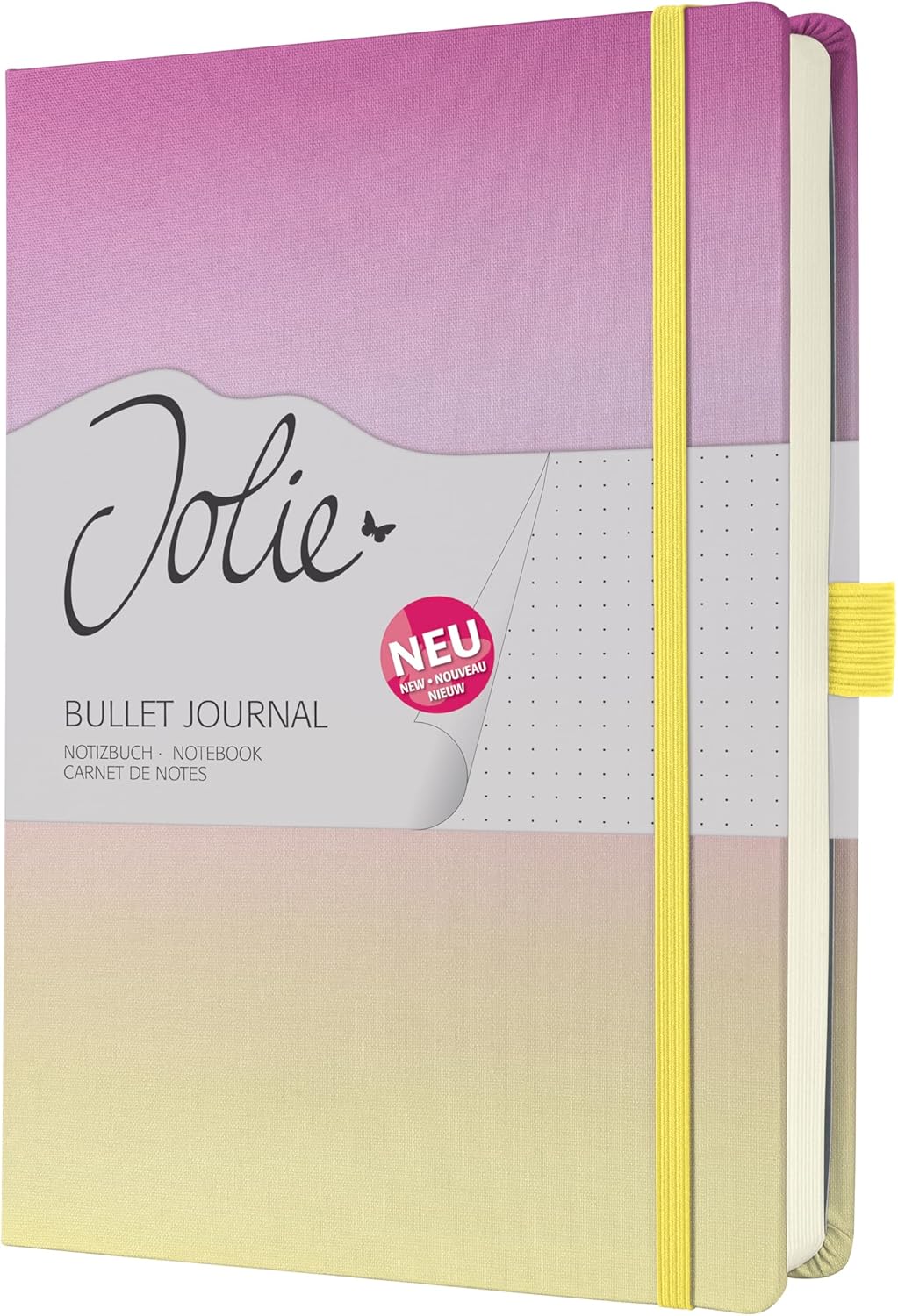 SIGEL JB101 Jolie Notebook, Gradient Ice-Cream, Dotted (dot Grid), 120 GSM, 17 x 22 cm, hardcover, 200 Pages, Pink, Yellow