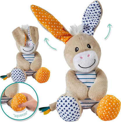 SES Creative 13136 Donkey-Peek-a-Boo Cuddly Toy, Yellow