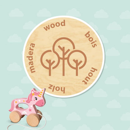 SES Creative 13137 Push and Pull 2 in 1 Wooden Unicorn, Yellow