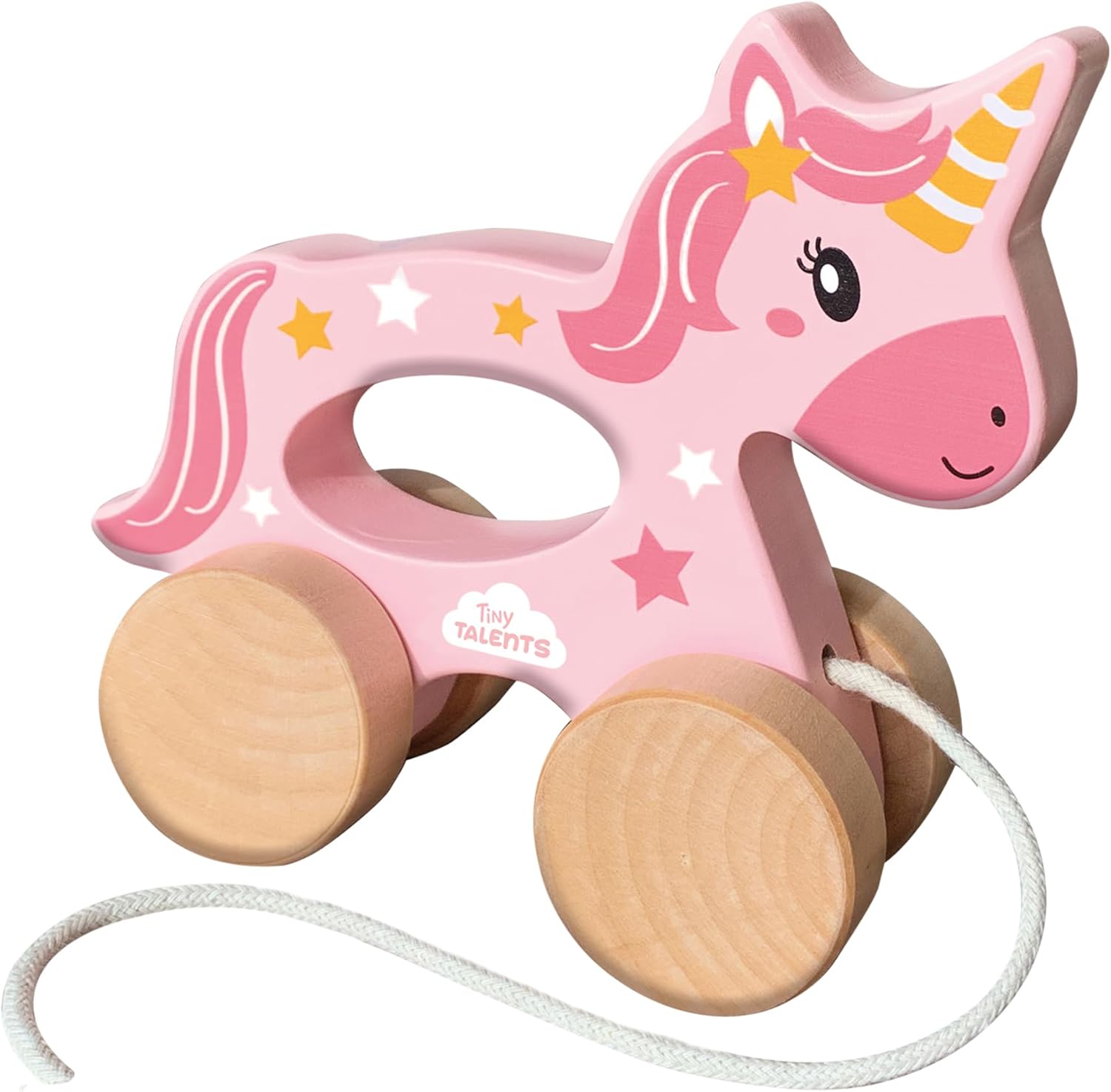 SES Creative 13137 Push and Pull 2 in 1 Wooden Unicorn, Yellow