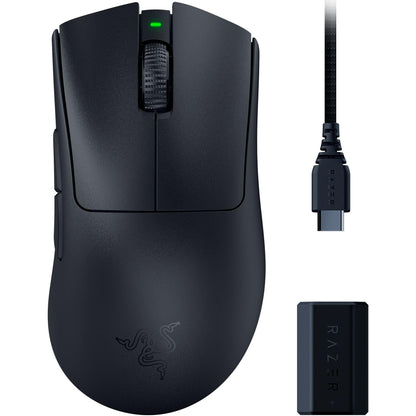 Razer DeathAdder V3 Pro HyperPolling Wireless-Adapter - Ultra-lightweight Wireless Ergonomic Esports Mous (63 g, Focus Pro 30K Optical Sensor, Optical Mouse Switches Gen-3) Black DeathAdder V3 Pro + HyperPolling Black