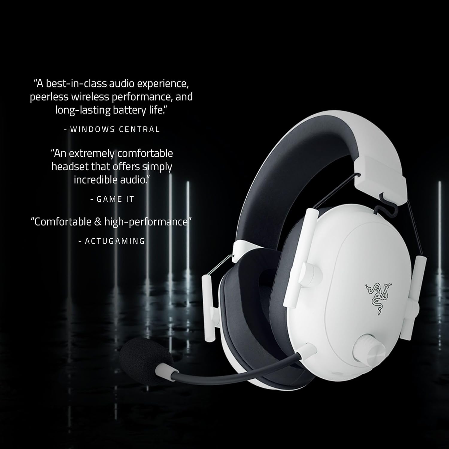 Razer BlackShark V2 Hyperspeed for PC - Wireless E-Sports Gaming-Headset Ultra Lightweight 280g (Super Wideband Microphone, TriForce Titanium 50mm Driver, Sound Isolating foam) White