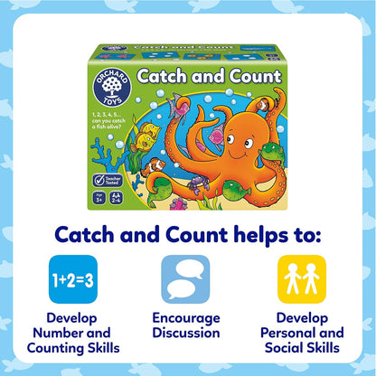 Orchard Toys Catch and Count Game, Practise Counting, A Fun Number and Counting Game for Children Age 3+, Educational Game Toy