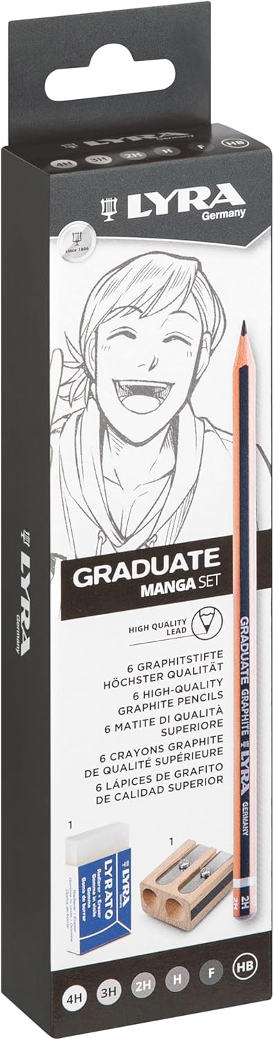 LYRA Graduate Graphite Manga Set mit 6 Graphitstiften und Zubehör