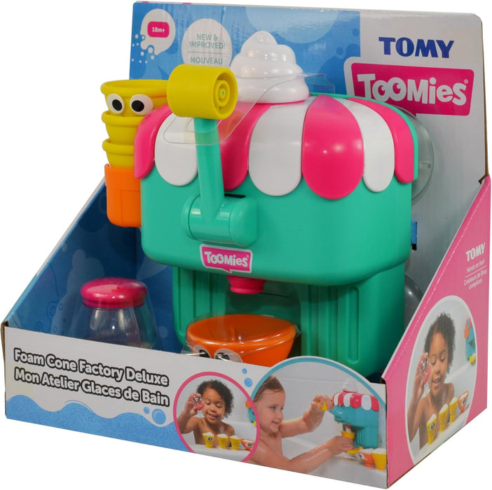 TOMY Toomies Foam Cone Factory Deluxe - Ice Cream Foam Maker Baby Bath Toys - Wall Mounted Bubble Bath Toys for Kids - Pretend Play Water Toys - Toddler and Baby Sensory Toys - Plus 18 Month Old Toys