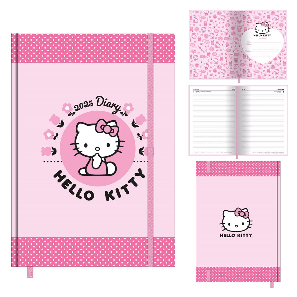 HELLO KITTY 2025 A5 Diary – Charming DTP Design Featuring Iconic Cat Graphics, Monthly & Weekly Pages for Stylish Daily Scheduling, Creative Notes, and Personalized Planning All Year