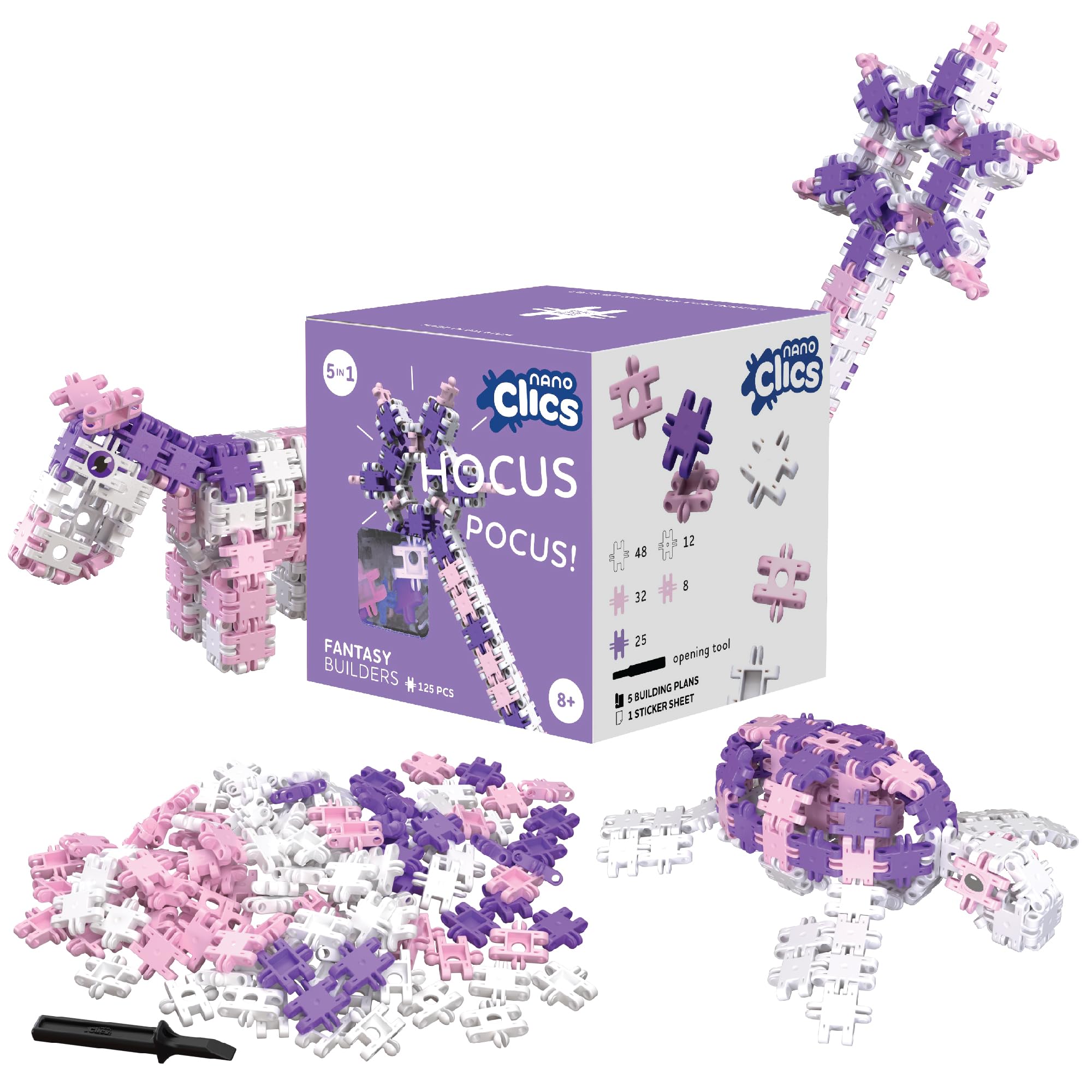 Nano Clics Fantasy Builders 125, Construction Toys for Children Ages 8 And up, Creative Educational Toys in a 125 Piece Set, Building Blocks for Girls And Boys, Durable Toys