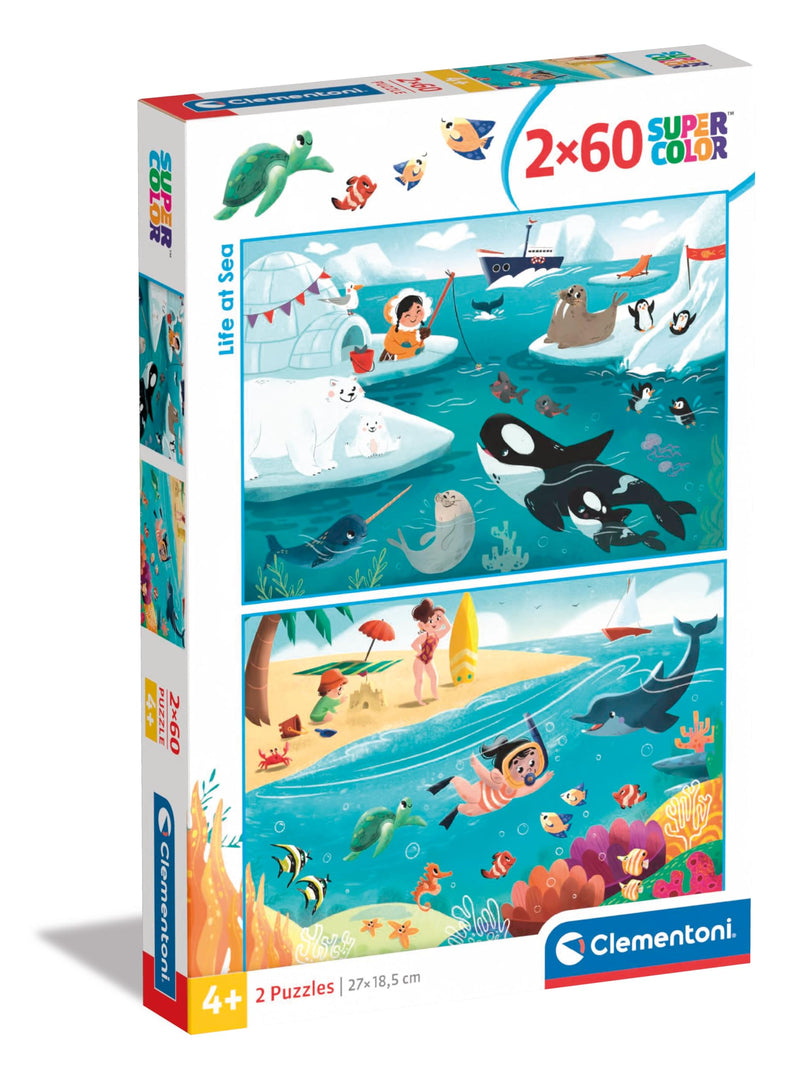 Clementoni Puzzel Life at sea 2 Puzzel Met 60 Stukjes - Supercolor Puzzel Voor Kinderen, Puzzel Voor Kinderen, Gemaakt In Italië 24817