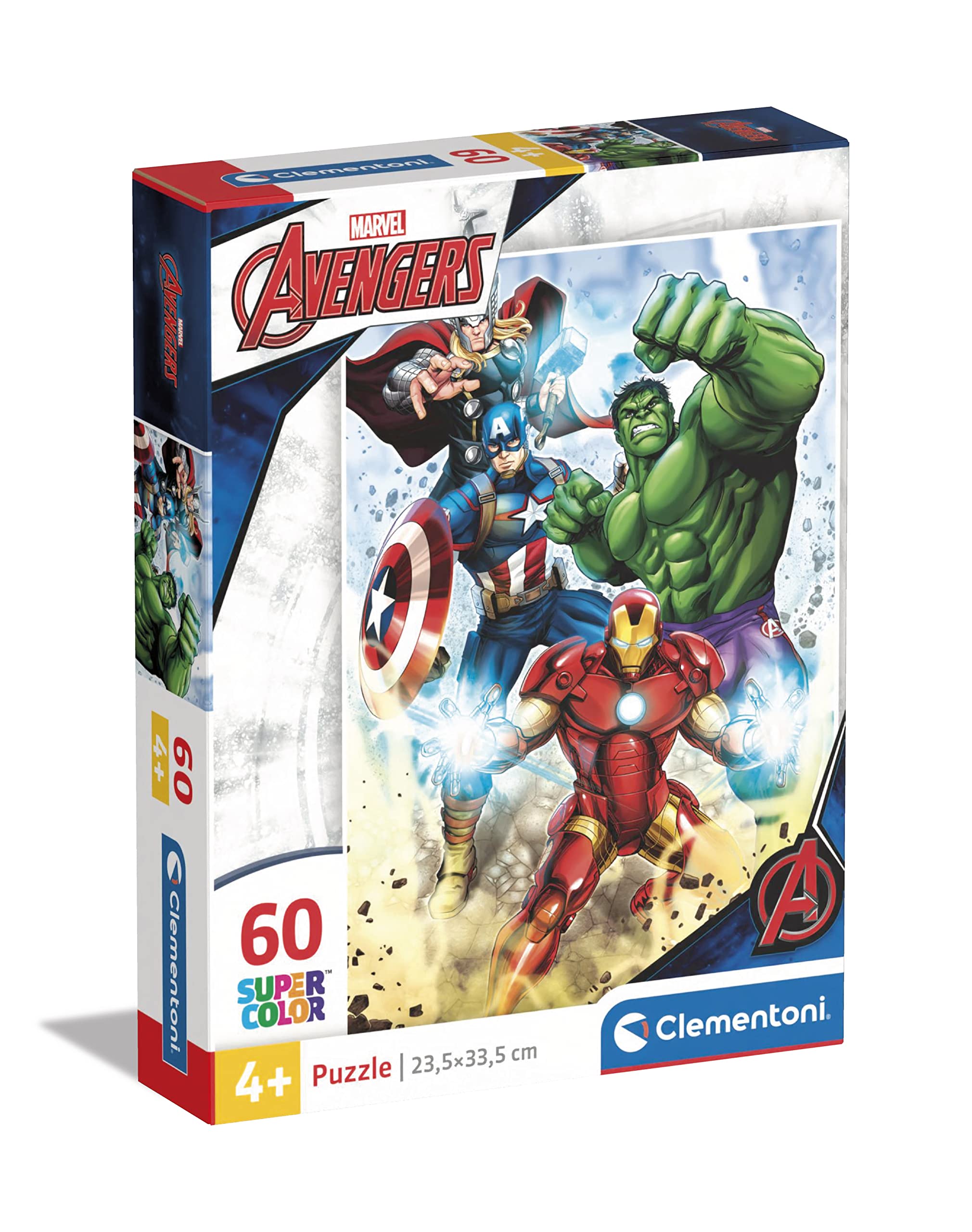 Clementoni- Marvel Avengers Supercolor Avengers-60 Pièces, Enfants 5 Ans, Puzzle Dessin Animé-Fabriqué en Italie, 26193