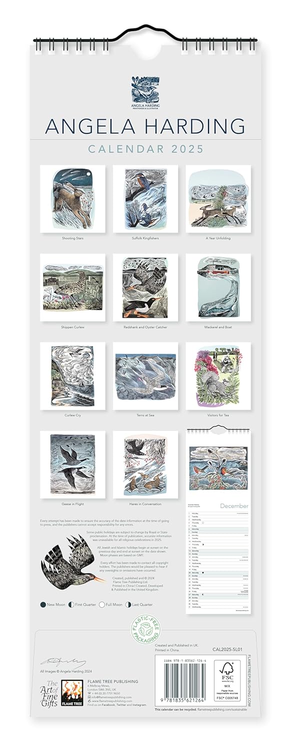 Angela Harding Slim Calendar 2025 (Art Calendar): Original Flame Tree Publishing-Kalender Slimeline