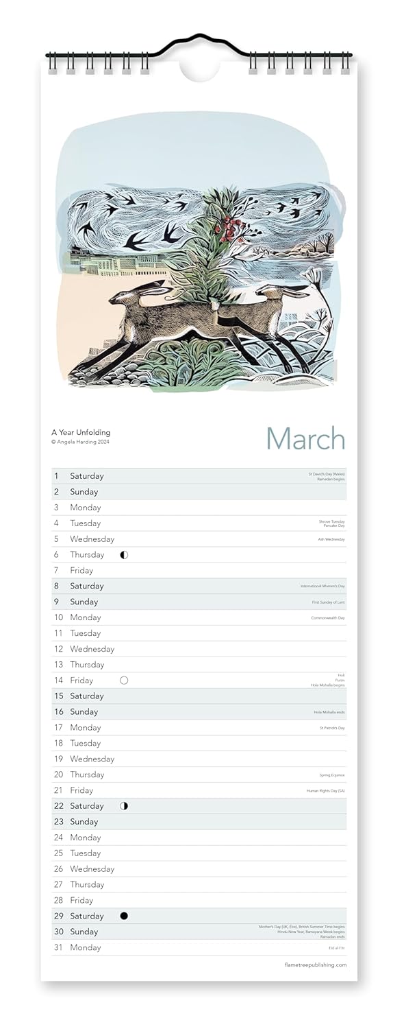 Angela Harding Slim Calendar 2025 (Art Calendar): Original Flame Tree Publishing-Kalender Slimeline