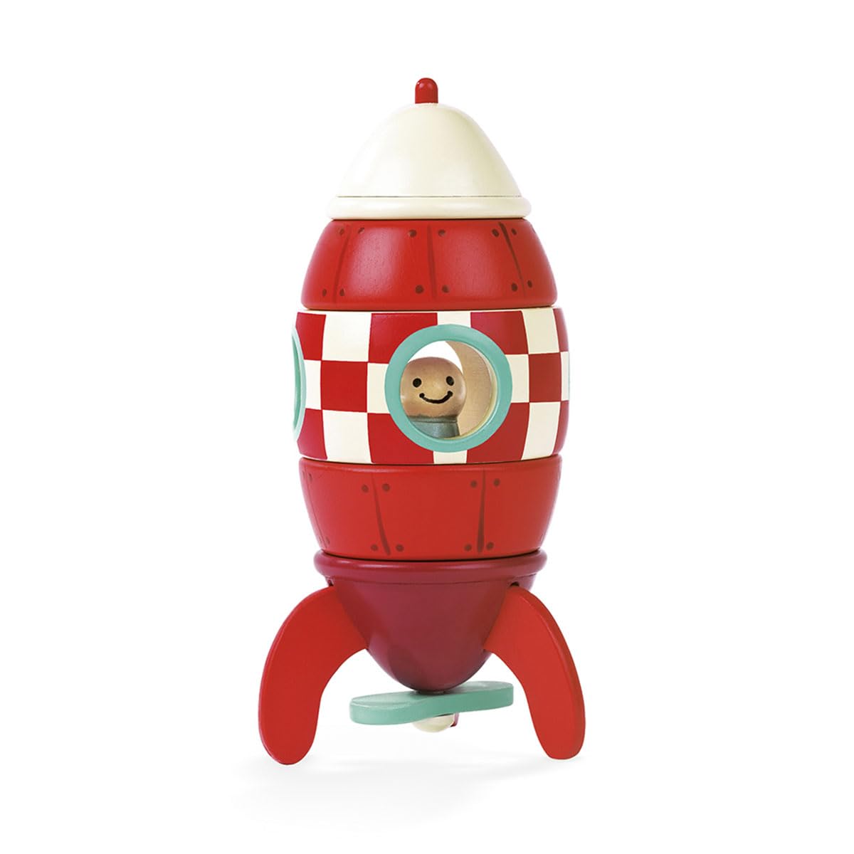 Janod - Magnetisch bouwpakket, houten raket - magnetische raket - houten speelgoed met magnetische bouwstenen - magnetisch model - speelgoed voor kinderen vanaf 2 jaar, J05207