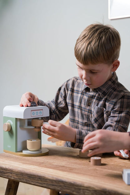 Dantoy - Wooden Coffee Machine Set - Role Play - Wooden Toy - with Accessories - 3+ Years