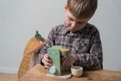 Dantoy - Kaffeemaschinen-Set aus Holz - Rollenspiel - Holzspielzeug - mit Zubehör - Alter 3+ Jahre
