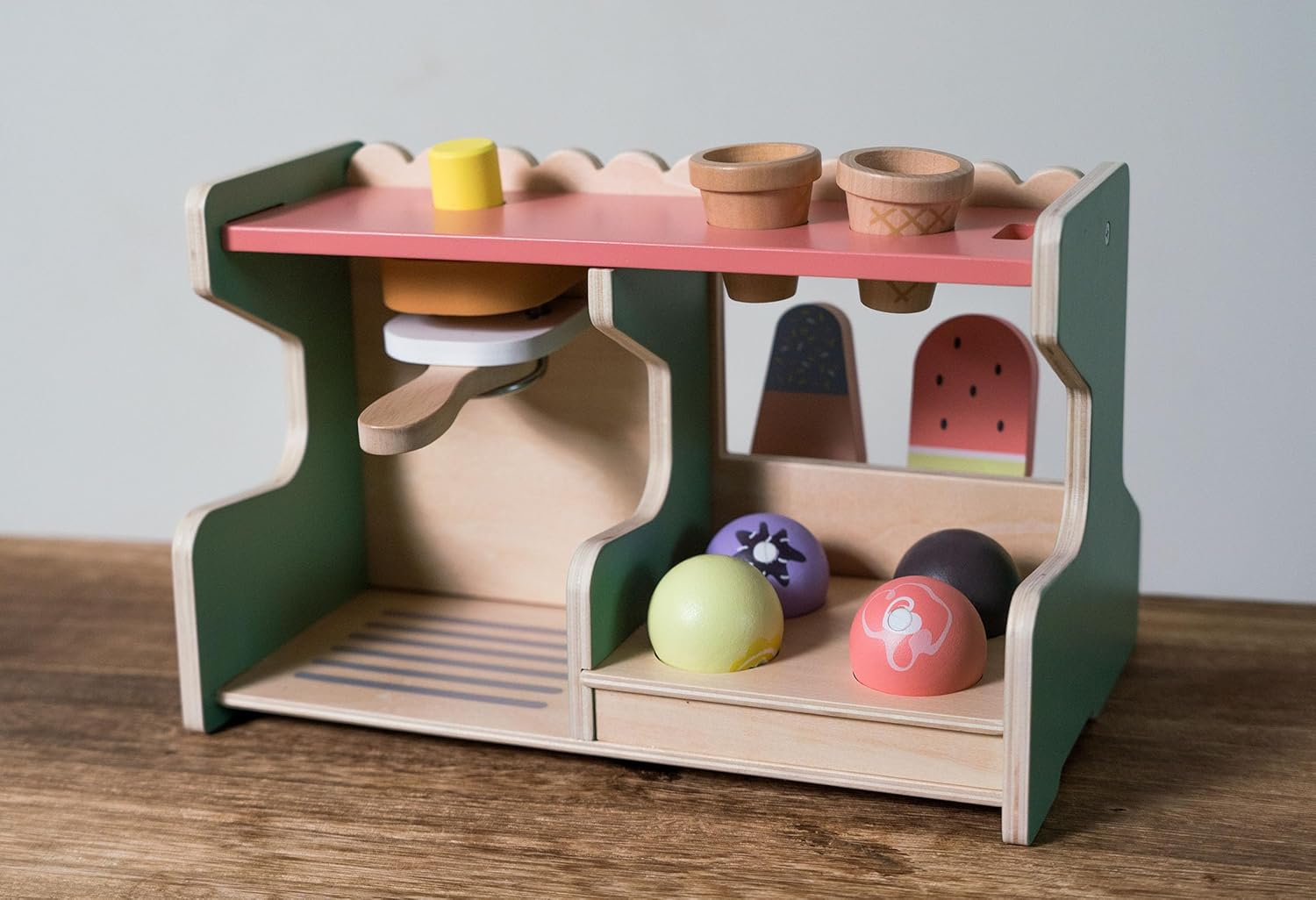 Dantoy - Houten ijssalon voor kinderen, rollenspel, houten speelgoed, met accessoires, 3 jaar