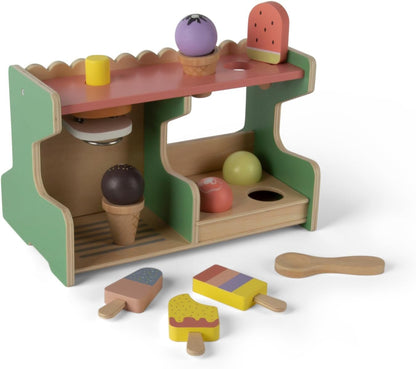 Dantoy - Houten ijssalon voor kinderen, rollenspel, houten speelgoed, met accessoires, 3 jaar