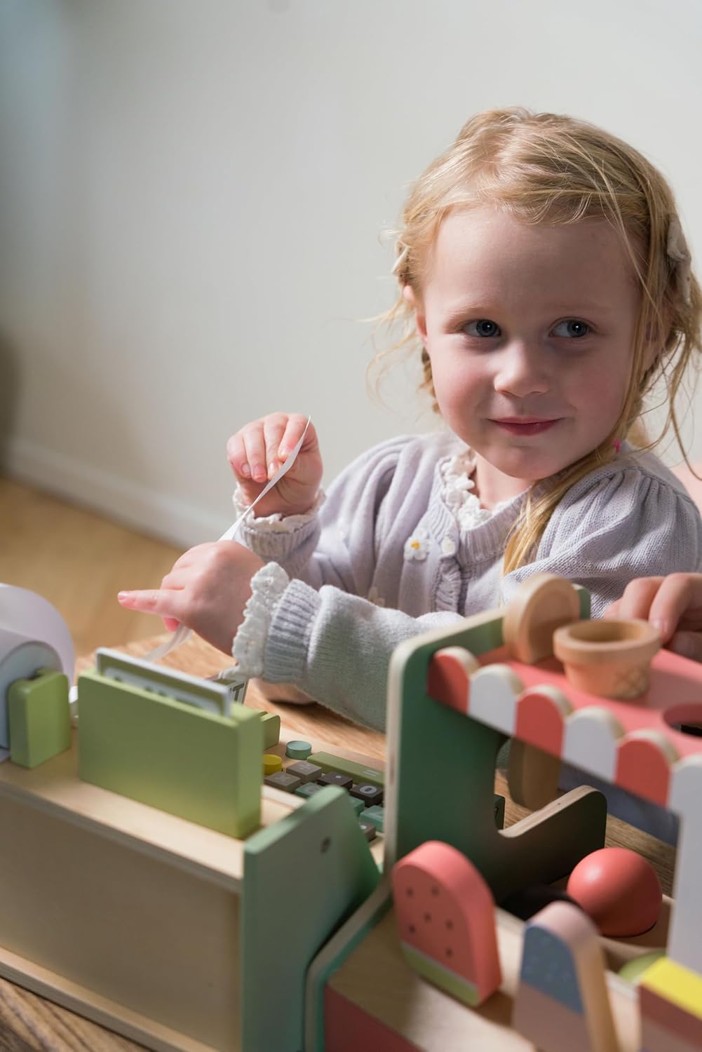 Dantoy - Houten ijssalon voor kinderen, rollenspel, houten speelgoed, met accessoires, 3 jaar
