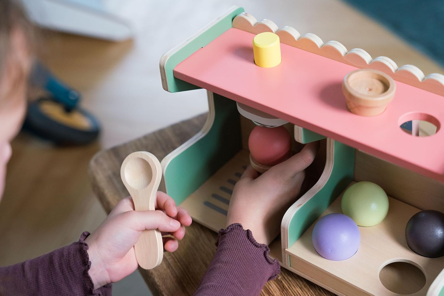 Dantoy - Houten ijssalon voor kinderen, rollenspel, houten speelgoed, met accessoires, 3 jaar
